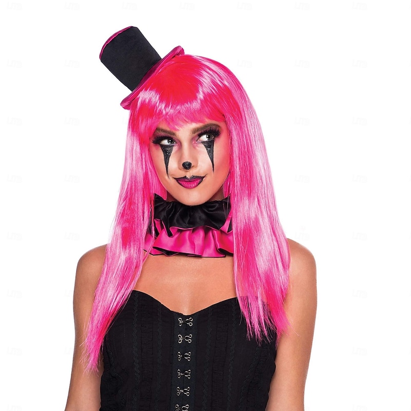 Women's Passion Long Neon Pink Wig for Carnival Fancy Dress Party Costume3