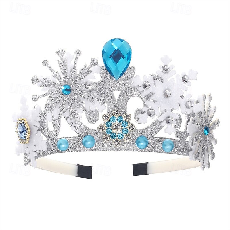 2 Pieces Kids Girls' Princess Dress Up Set Princess Costume Scepter Crown Sweet Party Birthday Snowflake Blue Light Blue4