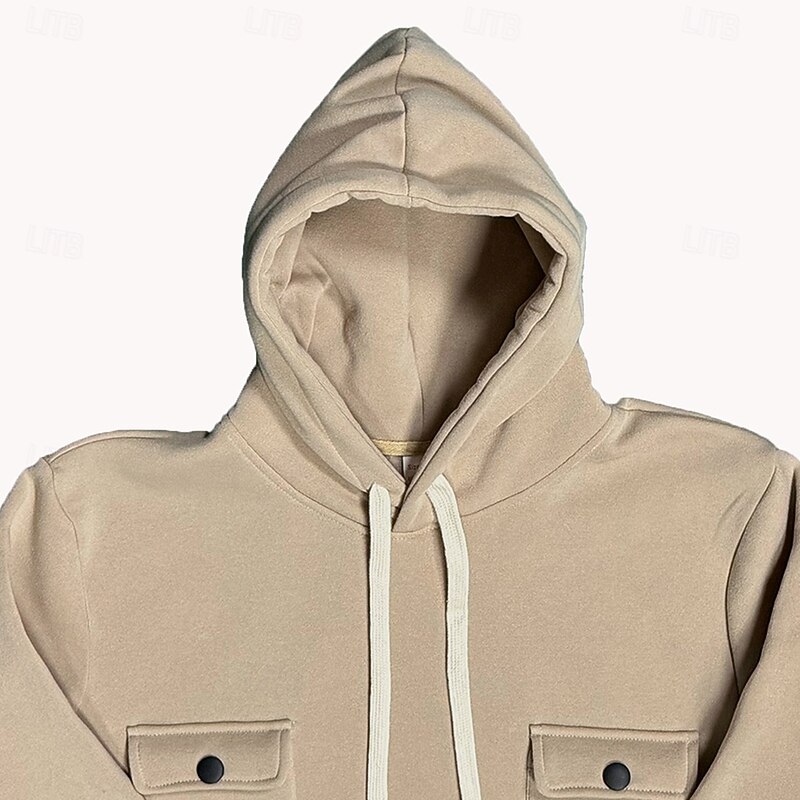 Men's Hoodie Fleece Hoodie Tactical Hoodie Black Army Green Khaki Light Grey Dark Gray Hooded Plain Pocket Casual Daily Streetwear Basic Casual Tactical Spring &  Fall Cross-Seasons Clothing Apparel3