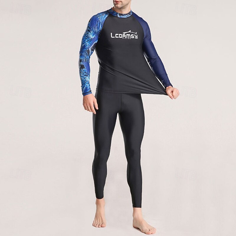 Men's Swim Trunks Rash guard Swimsuit UPF50+ Lightweight Long Sleeve Swimwear Swimsuit 2 Piece Swimming Surfing Beach Water Sports Printed Summer Spring Autumn2