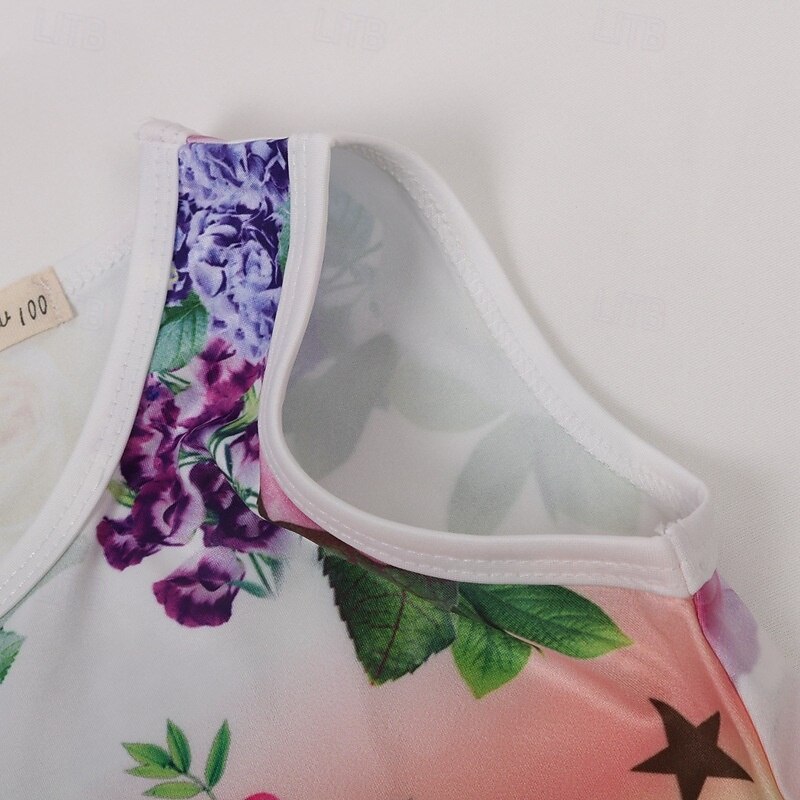 Kids Girls' Dress Unicorn Sleeveless Outdoor Casual Fashion Adorable Polyester Above Knee Casual Dress A Line Dress Summer Spring 4 years+ Purple3