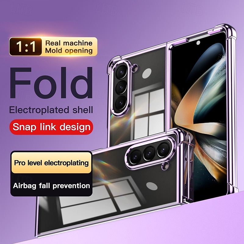Phone Case For Samsung Galaxy Z Fold 7 Z Fold 6 Z Fold 5 Back Cover Shockproof Retro Plating2