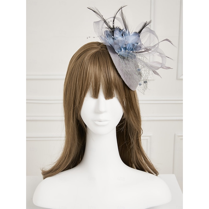 Fascinators Hats Headpiece Feathers Net Saucer Hat Fall Wedding Party / Evening Melbourne Cup Cocktail Royal Astcot With Feather Cap Headpiece Fascinators Race Day Dress2