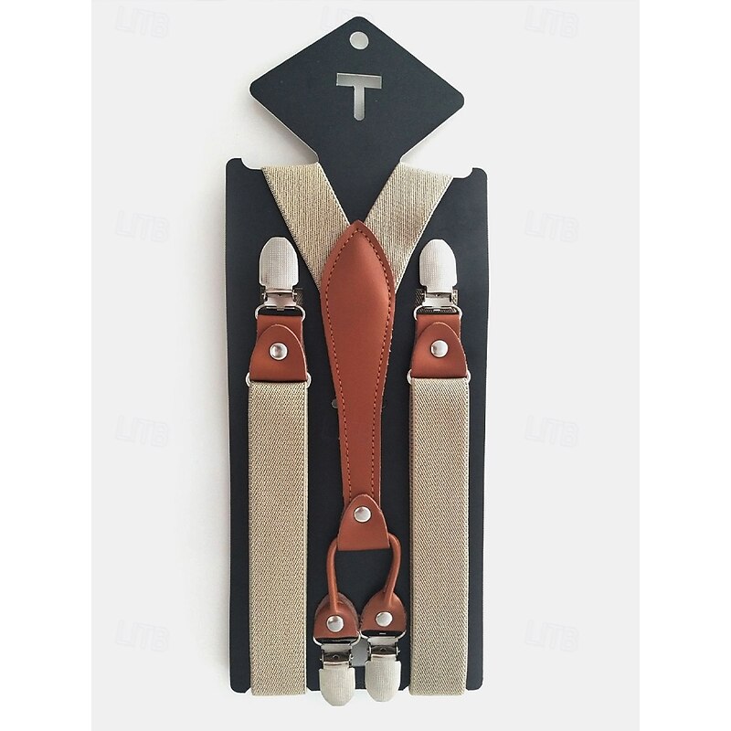Adjustable Elastic Suspenders with Faux Leather Accents and Metal Clips – Classic Y-Back Design for Men, Perfect for Formal Events, Weddings, and Daily Wear4