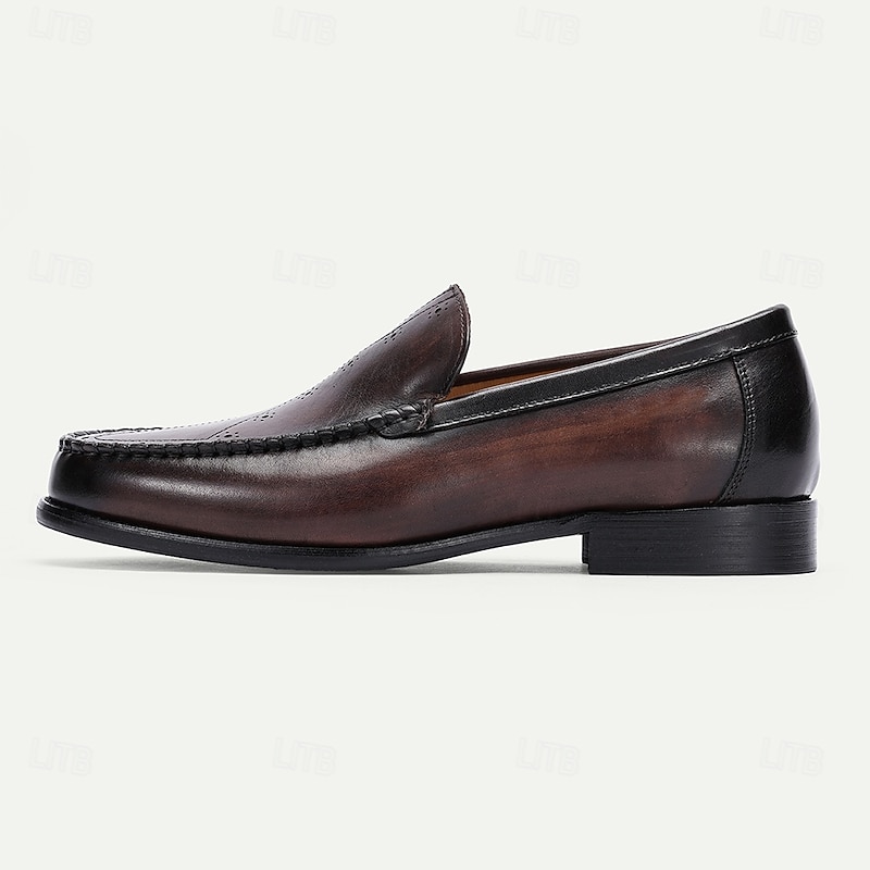 Stylish Brown Leather Loafers with Hand-Stitched Brogue Detail for Men | Perfect for Casual and Business Casual4