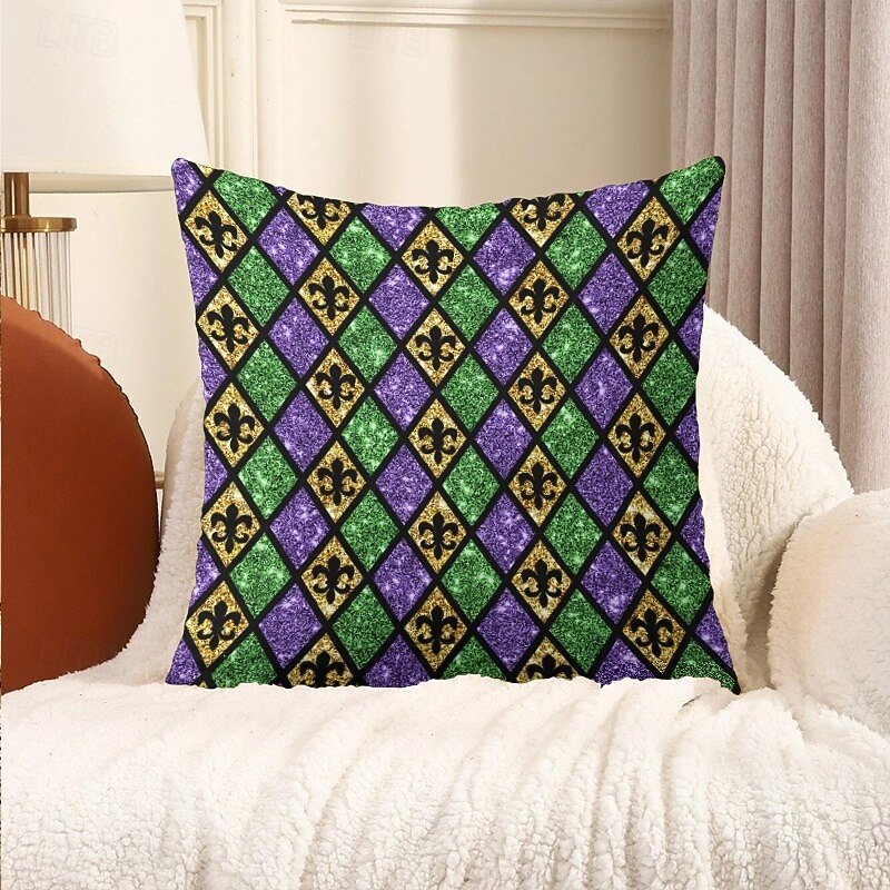 Carnival Decorative Toss Pillows Cover Mardi Gras Mask 1PC Soft Square Cushion Case Pillowcase for Bedroom Livingroom Sofa Couch Chair4