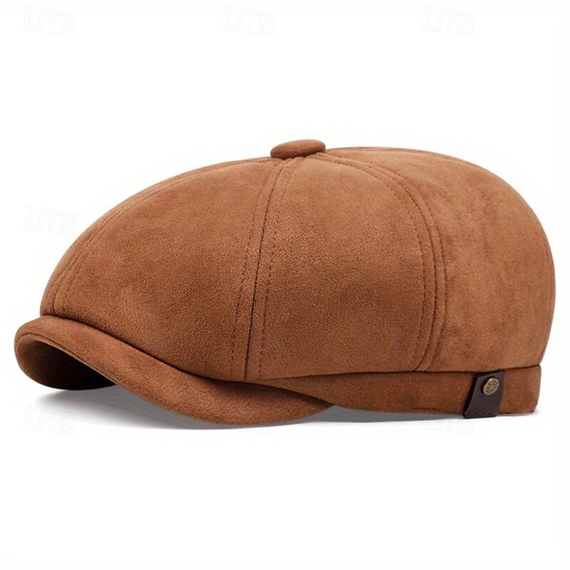 Men's Flat Cap Ascot Hat Newsboy Hat Black Brown Polyester Fashion Casual Street Daily Plain Adjustable Sunscreen Breathable3
