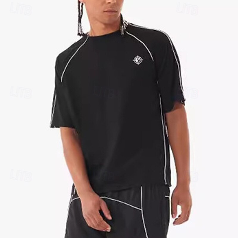 Men's T Shirt Tee Short Sleeve Shirt Tee Top Short Sleeve Crew Neck Spring & Summer Plain Fashion Designer Basic Patchwork Vacation Street Going out Black White Pink Top Tee for Men3