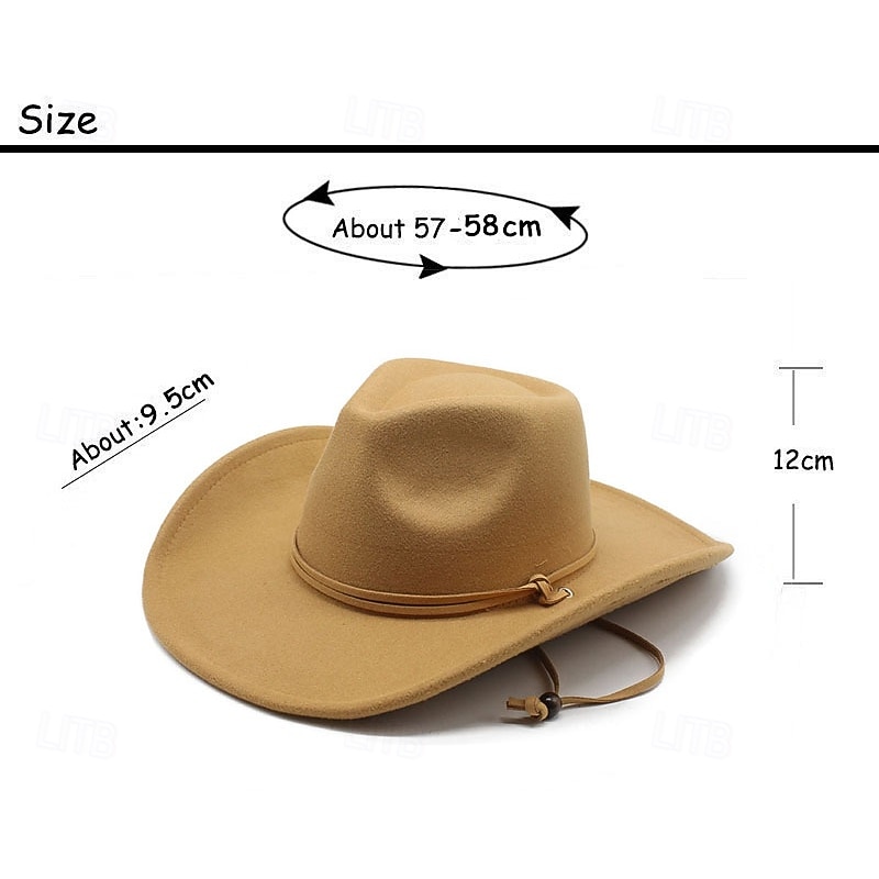 Men's Sun Hat Cowboy Hat Fedora Trilby Hat Black Red Woolen Vintage Style Fashion 18th Century State of Texas Daily Theme Party Solid / Plain Color Sunscreen Cosplay3