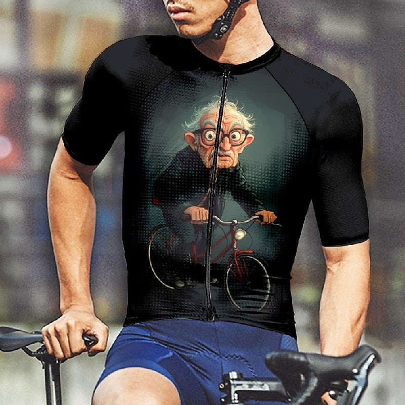 Men's Cycling Jersey Graphic Short Sleeve Bike Tee Tshirt Jersey with 3 Rear Pockets Mountain Bike MTB Quick Dry Anatomic Design Wicking Breathable Sports Black Dark Navy Dark Blue Clothing Apparel3