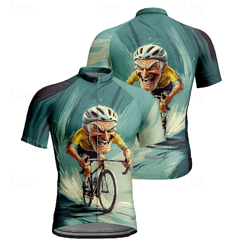 Men's Cycling Jersey Graphic Short Sleeve Bike Tee Tshirt Jersey with 3 Rear Pockets Mountain Bike MTB Quick Dry Anatomic Design Wicking Breathable Sports Yellow Navy Blue Blue Clothing Apparel3