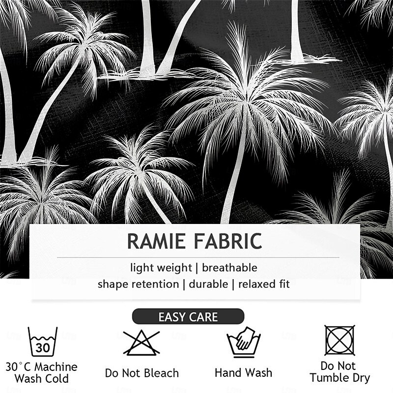 Men's Coconut Tree Hawaiian Pants Trousers Casual Pants Mid Waist Drawstring Elastic Waist Vintage Retro Outdoor Vacation Holiday Straight Leg Trousers Summer Spring 3D Print Black White4