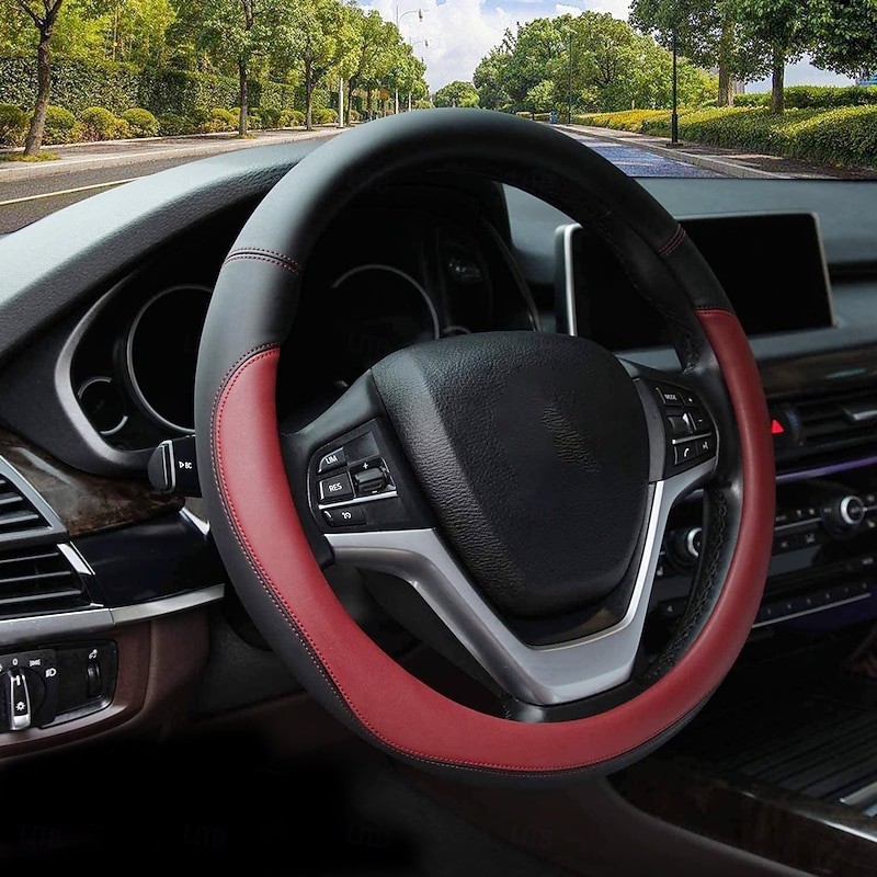 Microfiber Leather Steering Wheel Covers Universal 38cm Auto Car White Steering Wheel Covers4