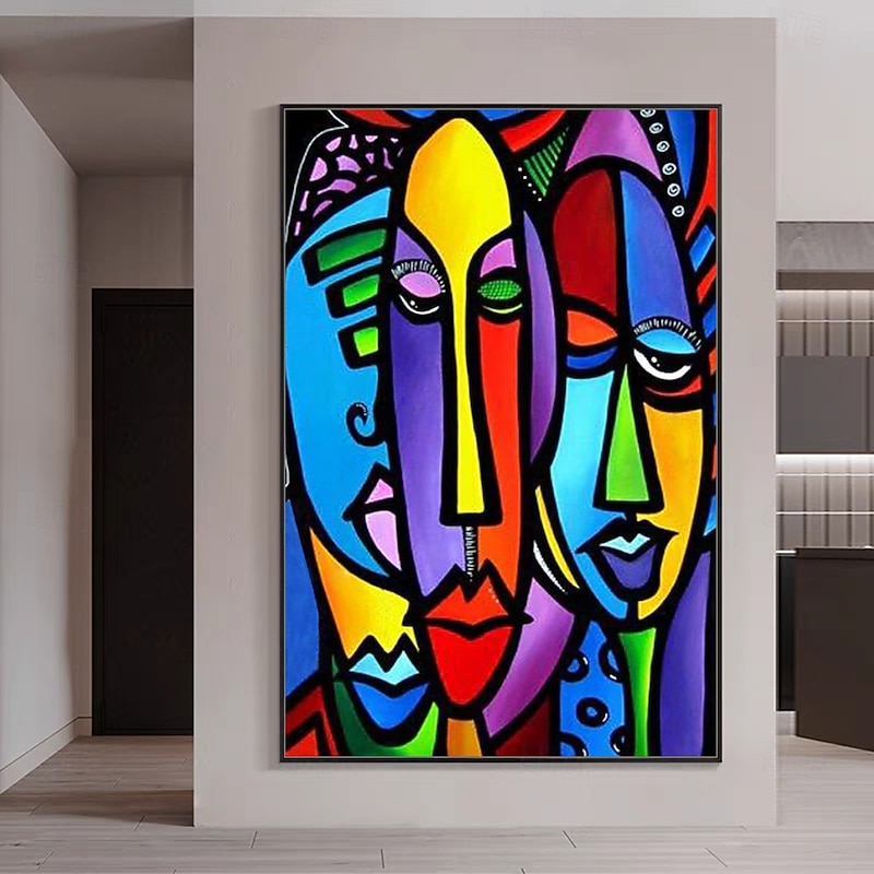 Mintura Handmade Abstract Cartoon Color Face Oil Paintings On Canvas Wall Art Decoration Modern Picture For Home Decor Rolled Frameless Unstretched Painting3