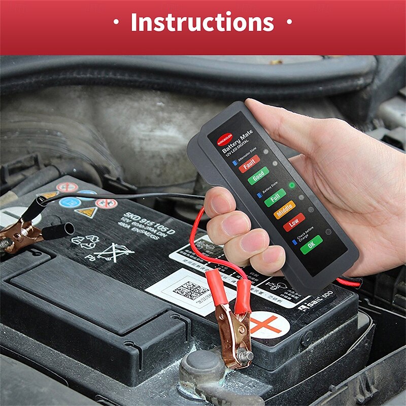 Mini Portable 12V Car Battery Tester Digital Alternator Tester 6 LED Lights Display Car Diagnostic Tool Auto Battery Tester3