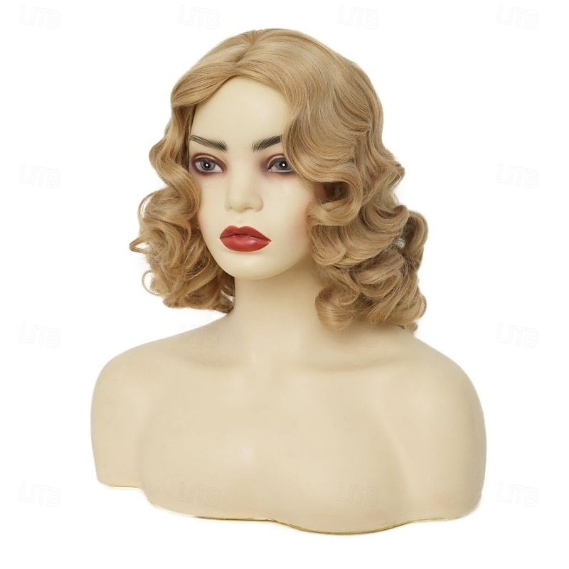 Blonde Finger Wave Wigs for Women 1920s Medium Length Side Part Natural Flapper Wig Synthetic Heat Resistant Hair Wig for Vintage Daily Party Halloween Wigs3