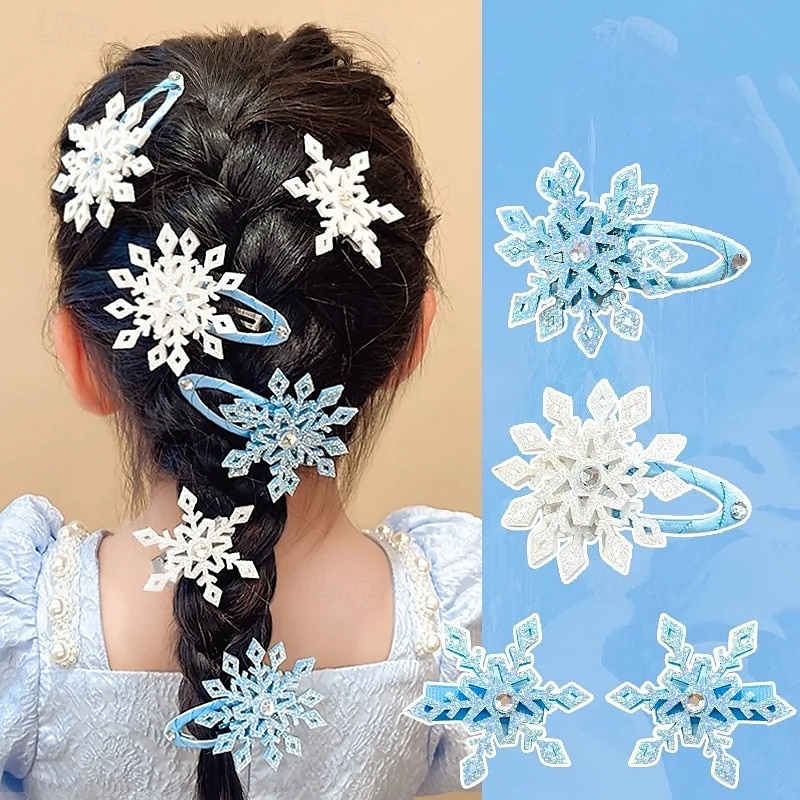 2 Pieces Kids Girls' Hair Accessories Active Sweet Party Birthday Snowflake Pink Blue 2025 - $3.99