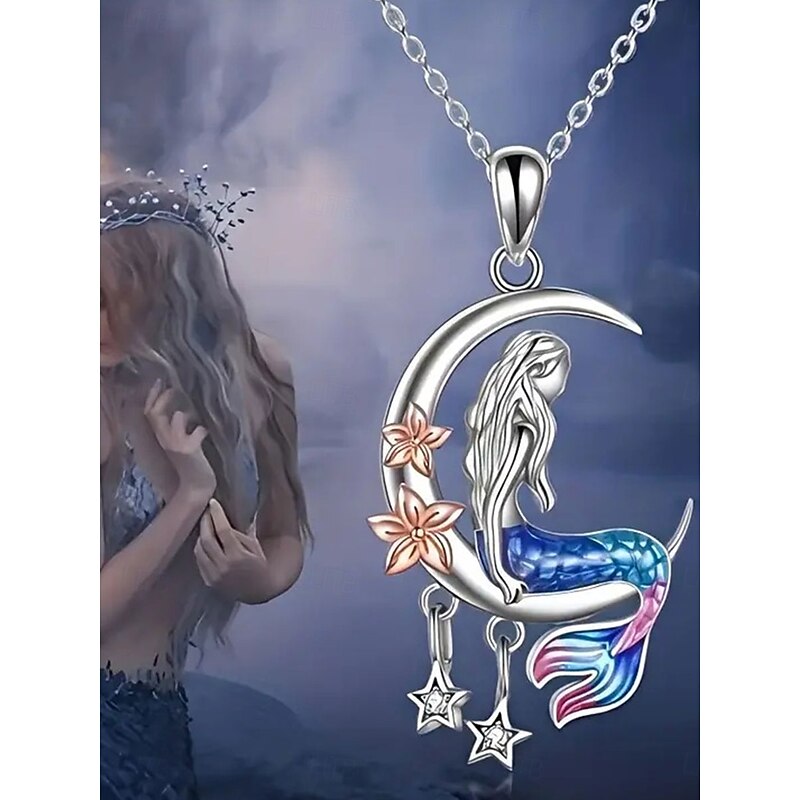 Necklace Chrome Women's Fashion Cute Classic Geometrical Mermaid Lovely Geometric Necklace For Party Valentine's Day Street