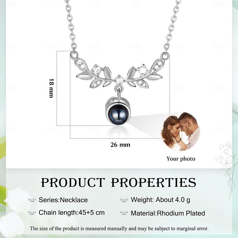 Personalized Projection Necklace Custom Best Gift for Mom Wedding Gift for Lovers Copper Pendant with Photo Projection Stone2