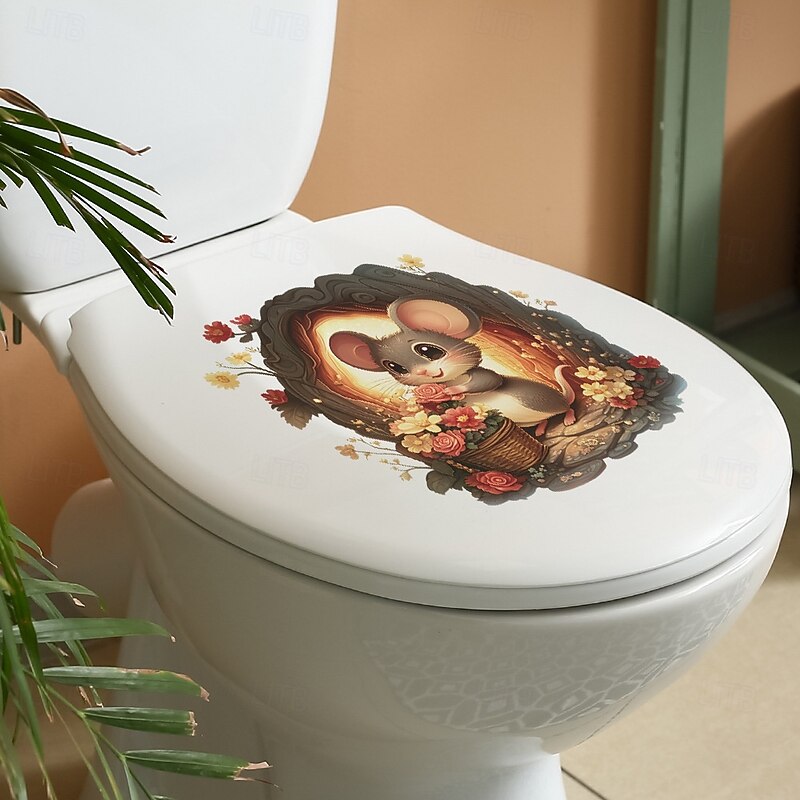 Valentine's Day Cute Mouse Bathroom Toilet Seat Cover Decorative Sticker2