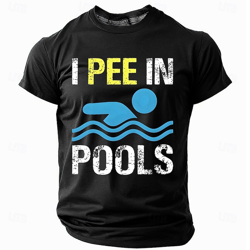 Mens Funny 'I Pee In Pools' Graphic T-Shirt for Swimming & Pool Lifestyle