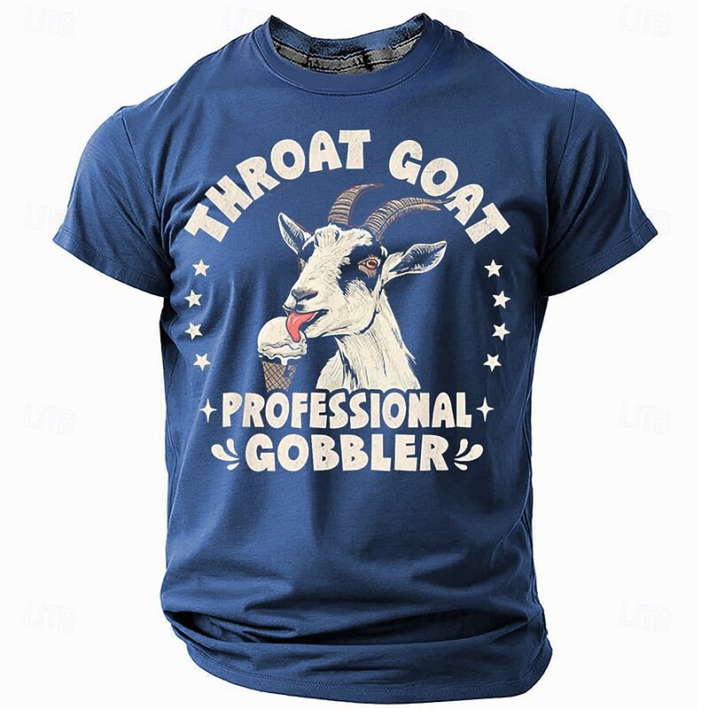 Mens Short Sleeve Graphic T-Shirt - Funny Throat Goat Professional Gobbler Pun Design