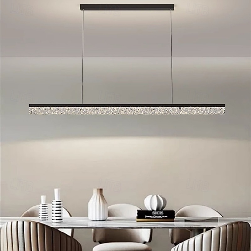 Modern Linear Pendant Light Crystal Style Stepless Dimming with Remote Control Metal Island Lighting Lamp for Dining Room 100cm  110-240V2