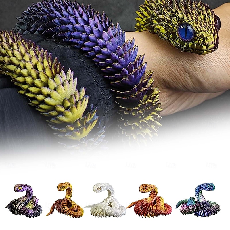 3D Printed Animals Set 3D Printed Snake Toys 3D Printed Articulated Flexible Fidget Toy 3D Printed Animals Exquisite Cute Pet Toy Adults Fidget Toys