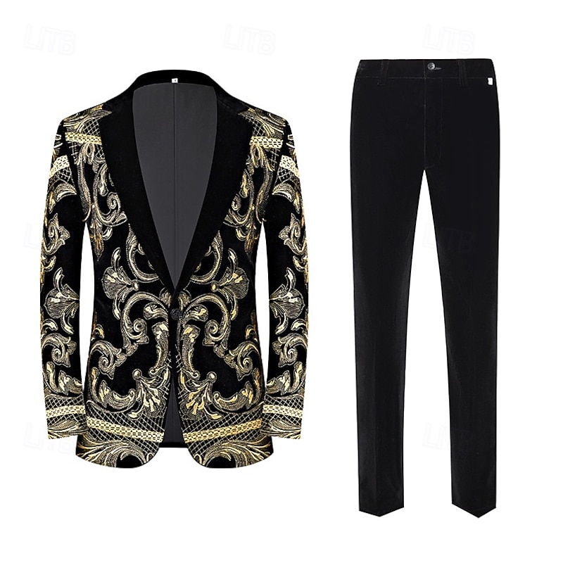 Retro Vintage Roaring 20s 1920s Coat Pants Outfits The Great Gatsby Gentleman Fancy Dress Men's Masquerade Party Event / Party Bachelorette Party Adults' Coat Pants All Seasons