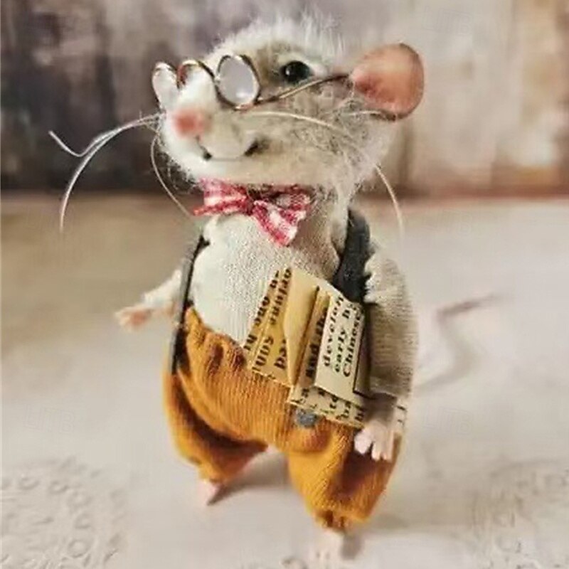 5pcs/Set Christmas Needle Felted Mouse Cute Needle Felted Culture Mouse Kit Handmade Needle Felt Mice for Winter Christmas Wool Felt2