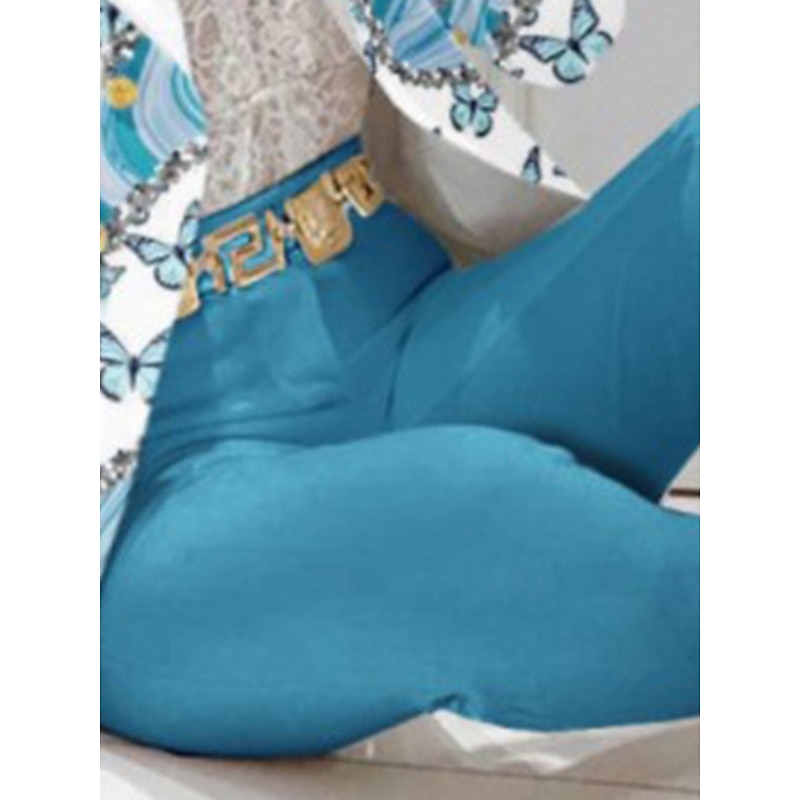 Women's Streetwear Daily Blazer Chinos Long Sleeve Shirt Collar Graphic Patchwork Casual Blue Spring &  Fall Regular Fit3