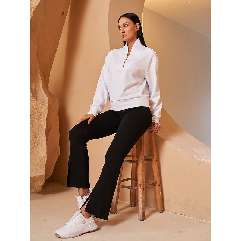 Women's Golf Pullover Sweatshirt Black White Dark Navy Long Sleeve Top Ladies Golf Attire Clothes Outfits Wear Apparel4