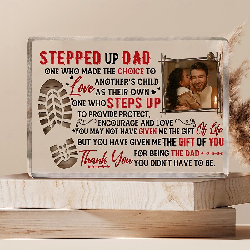 Personalized Acrylic Photo Plaque Custom Best Gift for Dad, Table Decor for Father's Day, Wedding, Anniversary, Date Night, Birthday, Living Room