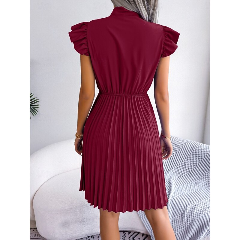 Women's Mini Dress Casual Dress A Line Dress Stylish Basic Casual Vacation Daily Regular Fit Plain Sleeveless Stand Collar Black Wine Summer Spring2