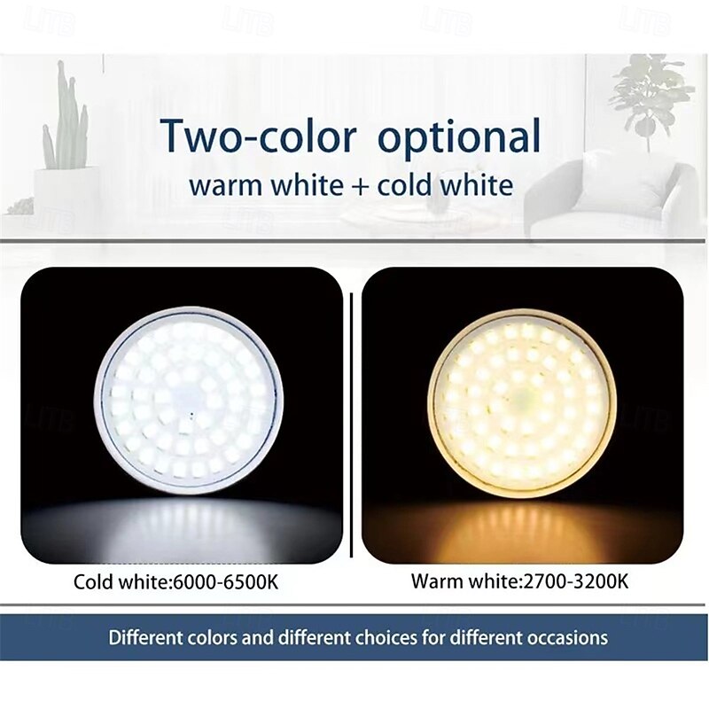 10pcs GU10 LED Spotlight Bulbs - AC 220V, 2835 SMD LED Lamp, 48/60/80 LEDs, Energy-Saving Indoor Lighting for Home and Office3