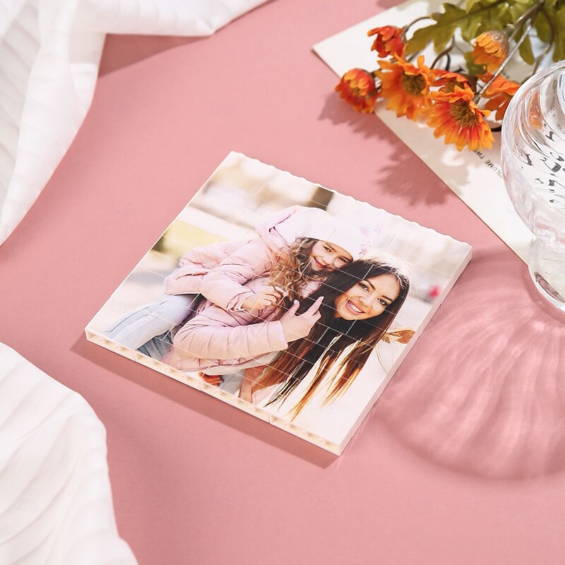 Personalized Photo Building Brick Puzzle Custom Wedding Gift for Couple Block Wedding Gift Square Shaped Double-Sided DIY Art Picture for Adults Block Puzzle Home Decor 3D Brick3