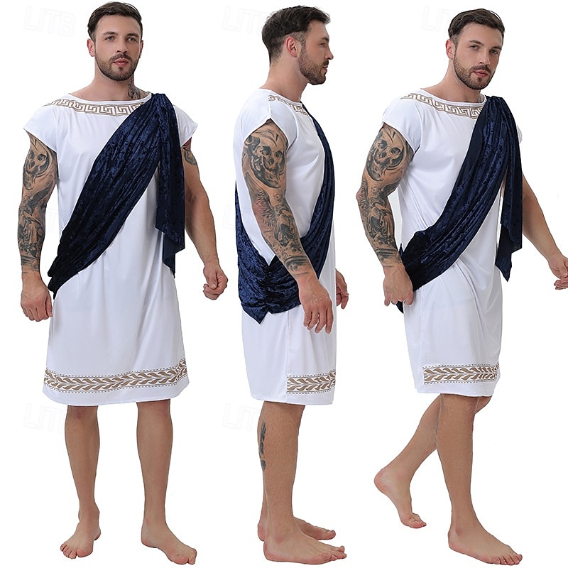 Retro Vintage Ancient Greek Ancient Rome Cosplay Costume Outfits Statue of Liberty Greek Gods Solid Color Fancy Dress Men's Halloween Carnival Masquerade Party Bachelorette Party Adults' Leotard