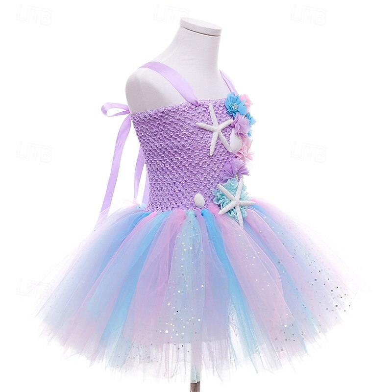 Kids Girls' Party Dress Rainbow Flower Sleeveless Performance Birthday Beautiful Sweet Polyester Knee-length Party Dress Swing Dress A Line Dress Summer 4-12 Years Pink Purple Light Blue2