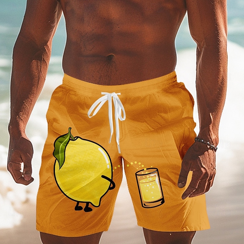 Men's Fruit Funny gestures Swim Trunks Board Shorts Shorts Mid Waist Streetwear Hawaiian Casual Daily Holiday Pocket Drawstring Elastic Waist Designer Clothing Apparel2