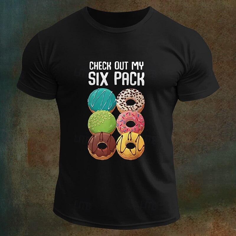 Men's Letter Printed Funny Donuts T Shirt Tee Top 100% Cotton Short Sleeve Graphic Shirt Black White Army Green Comfortable Tee Vacation Street Fashion Designer Clothing4