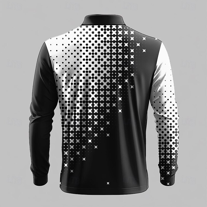 Men's Polo Shirts Golf Shirt Long Sleeve Polo Shirts Collared Shirts Casual Business Casual Dailywear Athleisure 3D Print Buttons Spring Fall Winter Black Blue Brown4