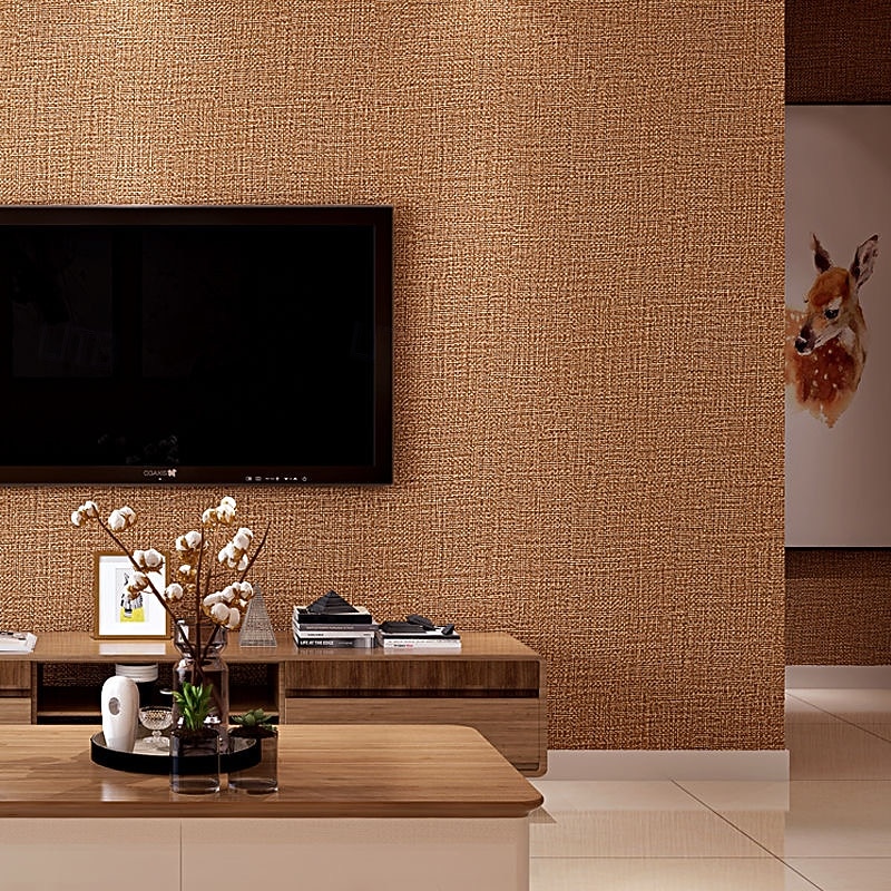 1 Roll Simple Japanese Style Wallpaper Imitation Linen Patterned for Home Hotel Bedrooms Living rooms Plain Color Waterproof Wallpaper Non Self-adhesive 950x53cm/374x20.87inch4