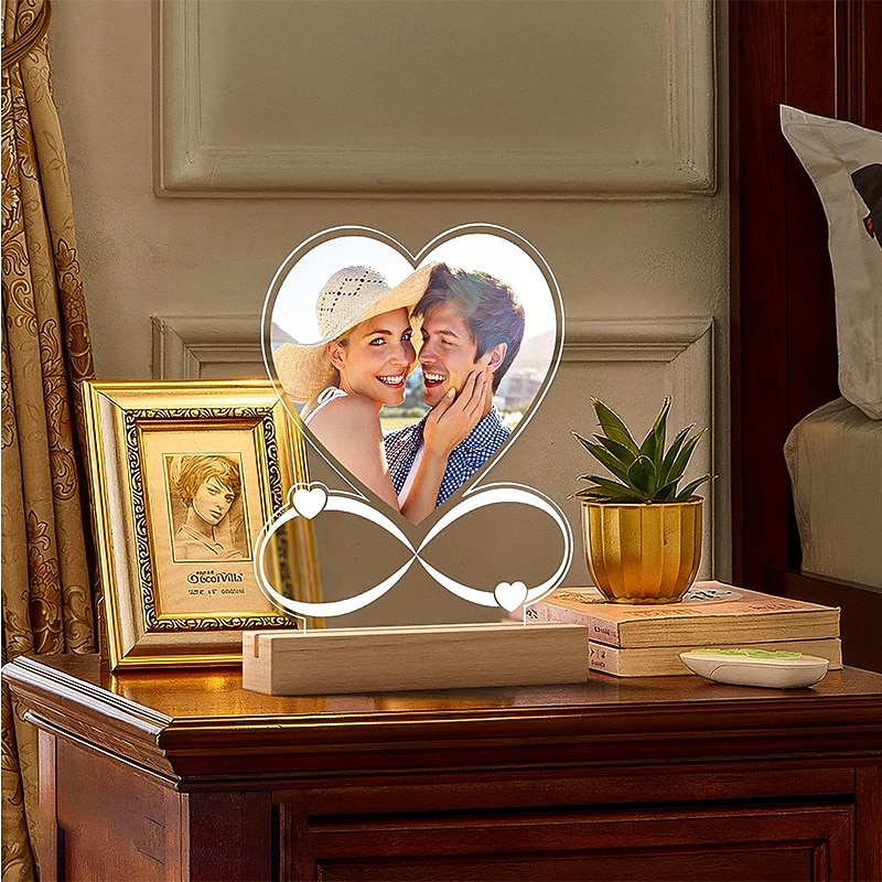 Personalized Light Up Photo Frame Heart Shaped Valentines Night Lamp USB Powered Perfect for Valentine's Day Lovers Anniversary Gifts Birthday Boyfriends and Girlfriends4