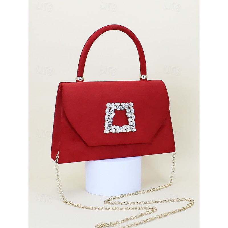 Women's Clutch Evening Bag Shoulder Bags Polyester Party Wedding Party Buckle Chain Large Capacity Multi Carry Solid Color Almond Black Red3