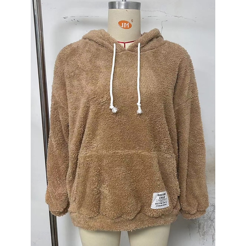 Women's Pullover Hoodie Sweatshirt Plain Warm Streetwear Casual Long Sleeve Hooded Regular Tops Casual Patchwork Black Green Khaki Spring Fall Winter4