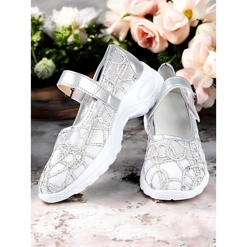 Silver Rhinestone Mesh Slip-On Sneakers for Women with Comfortable Soles - Ideal for Weddings  or Casual Events