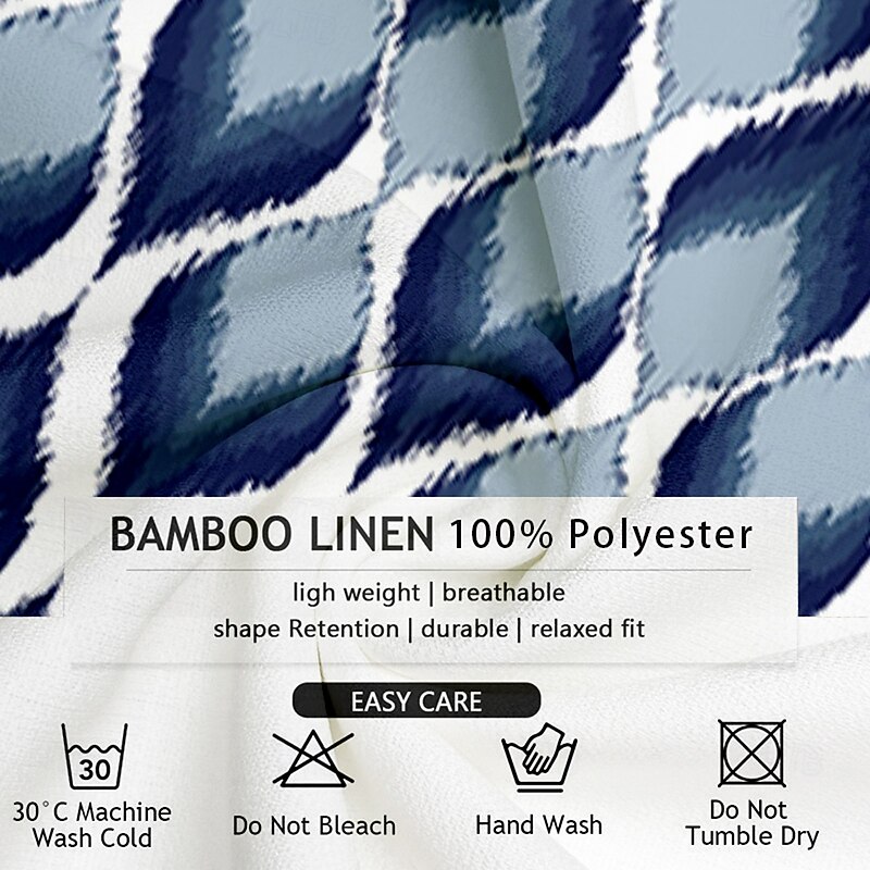 Men's Geometic Casual Shirt Button Up Shirt Short Sleeve Casual Resort Vacation Causal Summer Spring Turndown Button Up Blue3