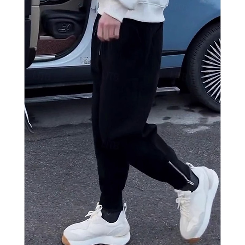 Men's Sweatpants Joggers Trousers Harem Pants Pocket Drawstring Elastic Waist Plain Comfort Sports Outdoor Daily Fashion Casual Black Blue Micro-elastic4