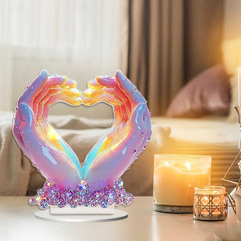 Valentine's Day Colorful Guardian Heart Holiday Party Table Decoration Acrylic Waterproof and Wear-resistant Ornament3
