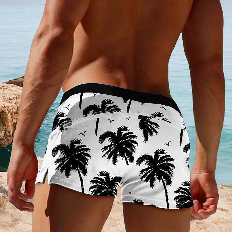 Men's Coconut Tree Hawaiian Tropical Swim Trunks Swim Shorts Board Shorts Mid Waist Fashion Designer Surfing Holiday Beach Drawstring Pocket Elastic Waist Designer Clothing Apparel4